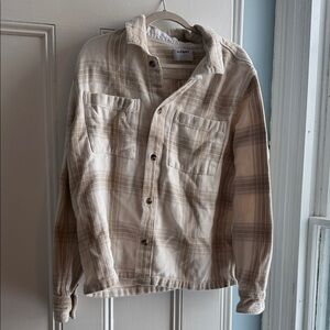 Old Navy Men's Beige Plaid Shirt Jacket XL